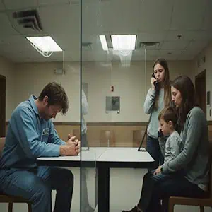 Inmate at jail visitation with family; how a DUI conviction affects custody cases in Washington.